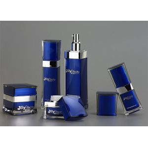 Quality Luxury Dark Blue Cosmetic Bottles And Jars Wholesale With Plastic for sale