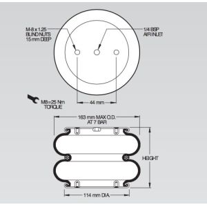 W01M586160 Firestone Industrial Air Bags / Rubber Bellows NO. 25 Double