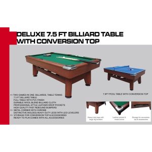 Modern Pool Game Table 7.5FT 2 In 1 Billiard Table With Ping Pong Top