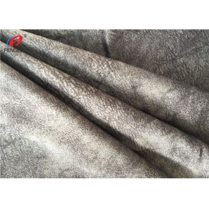 Upholstery 100% Polyester Brushed Fabric , Gray Printed Sofa Velvet Fabric