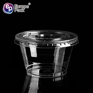 New products eco friendly transparent 120ml PET pudding cup with flat lid