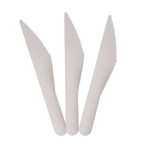 China White Smooth Paper Biodegradable Cutlery Forks Knives Spoons 6.3 Inch Practical on sale