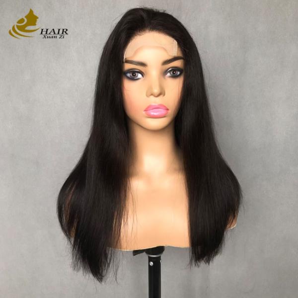 Buy 22inch Natural Black Straight Human Hair 4*4 Front Lace Wig at wholesale prices