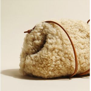 Lambswool Ladies Clutch Bags 21cm 13cm Mini Cloud Bag