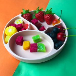 Kids Baby Feeding Silicone Plate Set With Dividers Bpa Free