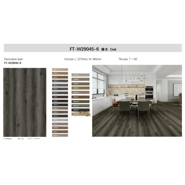 GKBM FT-W29045-6 Eco-friendly Click Waterproof Fire Retardant Thin Black Gray Oak Stone Polyvinyl Composite SPC Flooring