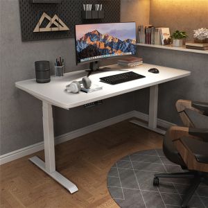 China White Wooden Dual Motor Electric Table Legs Sit and Stand Desk for School Ergonomics on sale