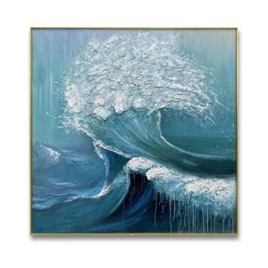 Hand Painted Sea Wave Oil Painting Artwork Modern Abstract Heavy Textured Wall