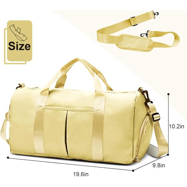 Yoga Gym Sports Outdoor Weekender Overnight Travel Bag Light Yellow Color Big Size