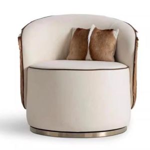 Stainless Steel Leather Swivelling Sofa Chair For Hotel Rooms