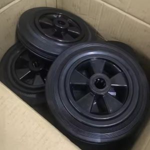 Black Rubber Trash Bin Wheels , Industrial Garbage Can Wheels
