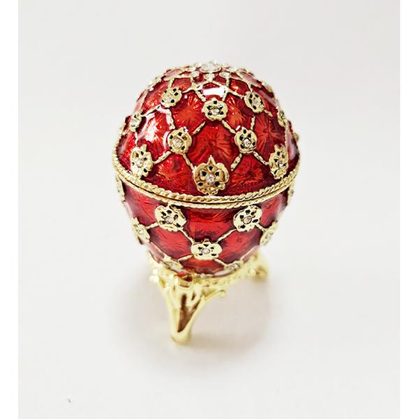 Decorative Earring Ring Trinket Holder Box Hand Painted Faberge Egg Style Hinged Jewelry Box Case for Home Ornament