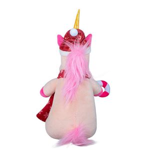 Pink Animated Plush Christmas Toys 100% Polyester Material Weaving Label