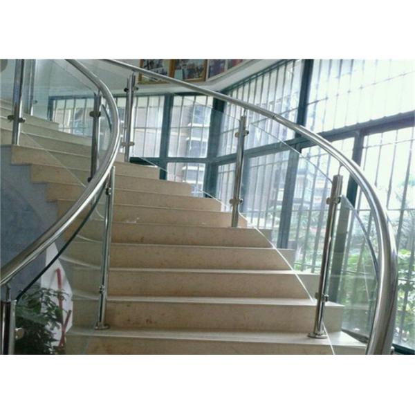 Cable Railing 38mm Curved Marble Staircase Screw Bolted Installation For Interior