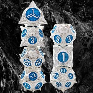 Durable Polyhedron Metal RPG Dice Set Dragon And Dungeon 16mm Sparkle