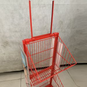 Mesh Wire Red Color 400mm Length Supermarket Display Racks For Cookies Candy