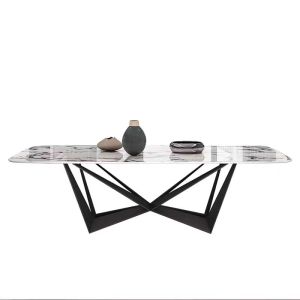 Italian Luxury Metal Powder Coating Legs Dinner Table Modern Ceramic or Marble