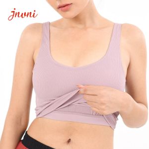 China Ribbed Fabric Women Sports Bra Longline Crop Tank Top Padded on sale
