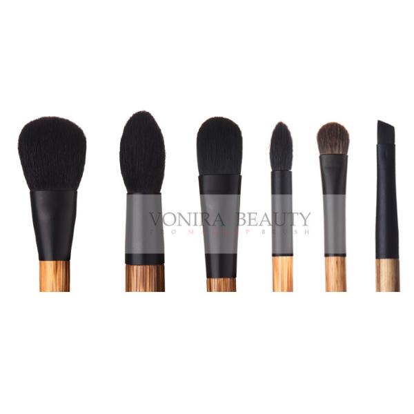 Buy Custom 6 Piece Private Label Makeup Brushes Set High end Animal Hair Natural Wood Handle at wholesale prices