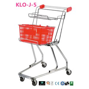 Two - Layer Zinc Plating Supermarket Shopping Basket Trolley For Grocery Store