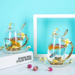 RoHs Colour Enamel Tea Set Chinese Traditional Technique Handicraft