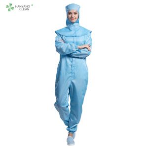 Anti static autoclavable ESD cleanroom garment coverall blue color with polyster