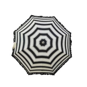 Striped Pongee Fabric Straight Umbrella With Flower Edge