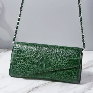 Authentic Crocodile Skin Women Envelop Purse Genuine Alligator Leather Lady