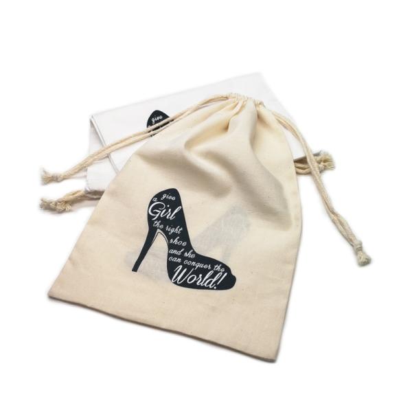 4x6 6x8 inch Cotton Muslin Drawstring Travel Shoe Bag