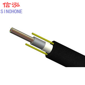 FRP Steel Wire Fiber Drop Cable , 1 KM-5 KM Black Fiber Optic Cable