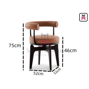 4 Legs Hollowed Back Leather Upholstered Dining Chair