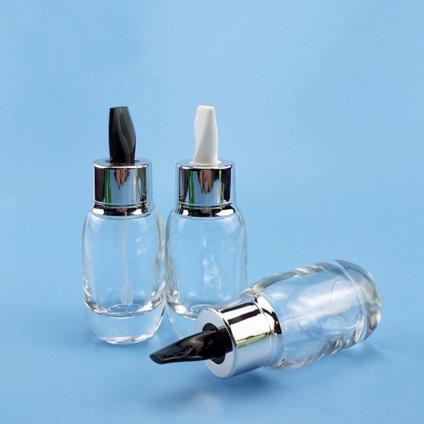 Skin Care Serum Cream Bottles 15ml 30ml 50ml Clear Green Glass Designs with Stirring Stick Customizable