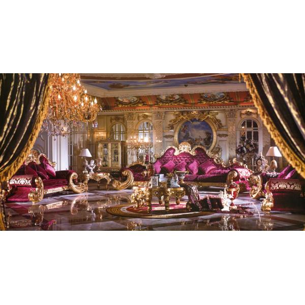 Buy CE Velvet Handmade Classic Antique French Sofa Set With Button at wholesale prices
