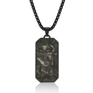China Black Men's Forged Carbon Fiber Pendant Chain Necklace Jewelry Accesories on sale