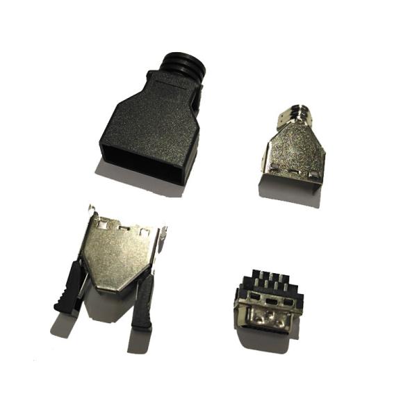Black Computer Pin Connectors SCSI CEN-TYPE 14 Pin Male PBT Black Sel.5U" Au/Sn