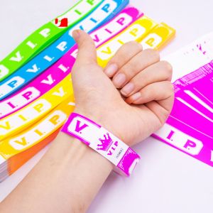 Logo Printed VIP Paper Wristbands , Waterproof Tear Resistant Admission Ticket