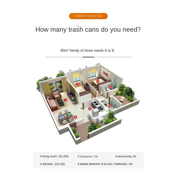 Square Household Bathroom Living Room With Lid Kitchen With Lid Foot Pedal Trash Can Square