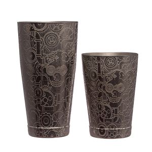 Home Bar Stainless Steel Cocktail Shaker Metal Martini Shaker Etching