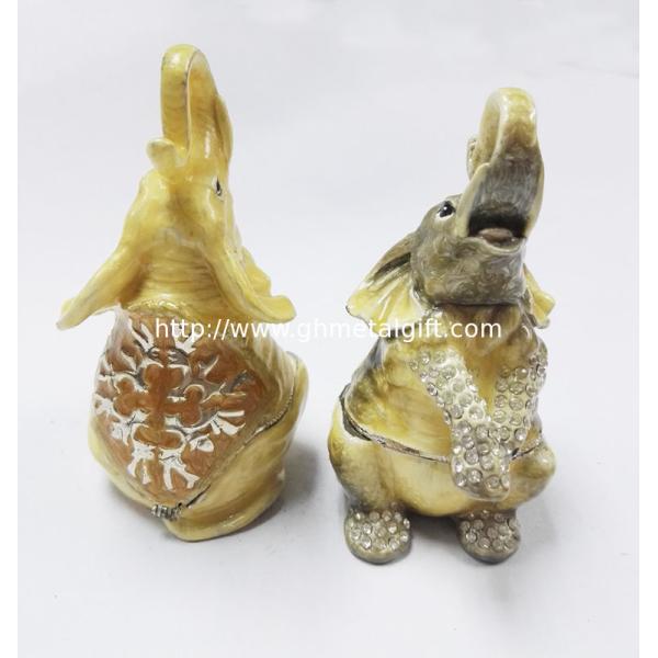Hot sale elephant box elephant metal trinket box pewter elephant jewelry box for gift