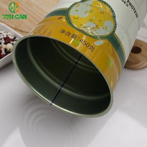 Brushing Polishing Empty Tin Boxes CMYK Round For Milk Powder Bread