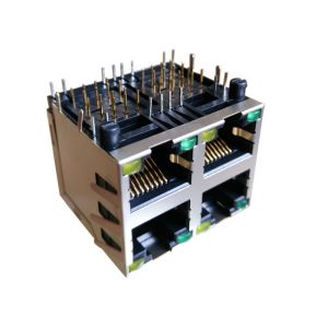 ARJM22A1-A12-BA-CW2 Equivalent Stacked 2x2 RJ45 Connector With 10/100 Base - T