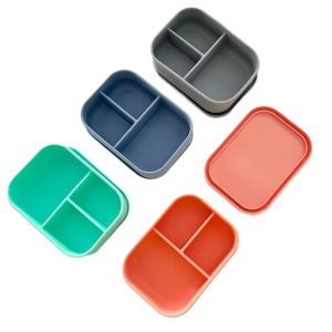 Quality Food Container and Kitchen Storage for Adults 3 Compartments Silicone Bento Lunch Box for sale