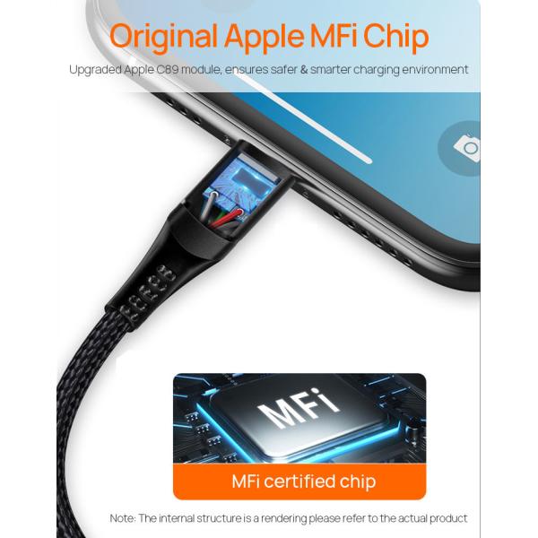 ROHS USB Lightning Charging Cable 480Mbps Apple Braided Lightning Cable