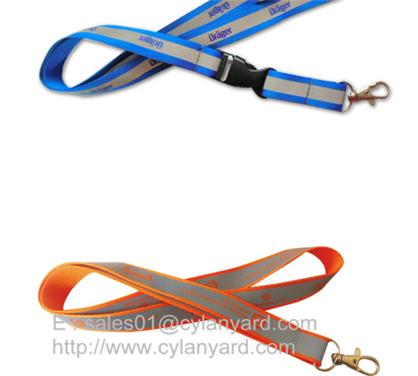 Secure reflective band lanyards with visibility at night, printed reflective