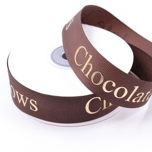 Foil Print Grosgrain Ribbon Custom With Emboss Logo