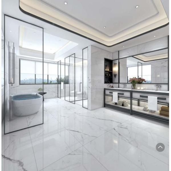 Buy Big Size Carrara Marble Look Ceramic Tile 300*1200 Mm Accurate Dimensions at wholesale prices