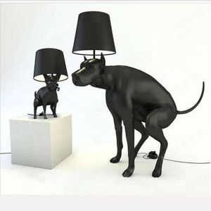 Contemporary dog floor lamp resin black dog animal scandinavian floor lamp(WH