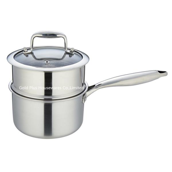18cm Kitchenware 2-layer stainless steel saucepan milk pot factory silver one