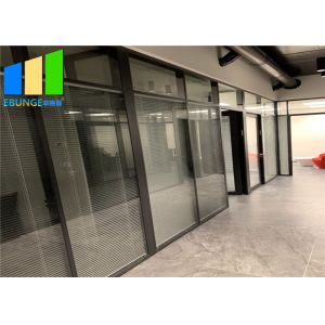 Interior Soundproof Office Aluminum Glass Partition Wall With Shutter