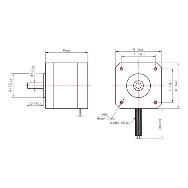 【42SHD4238】2 Phase NEMA 17 Stepper Motor 1.8 degree 450mN.m high torque 5.0V for Robot DIY Machine